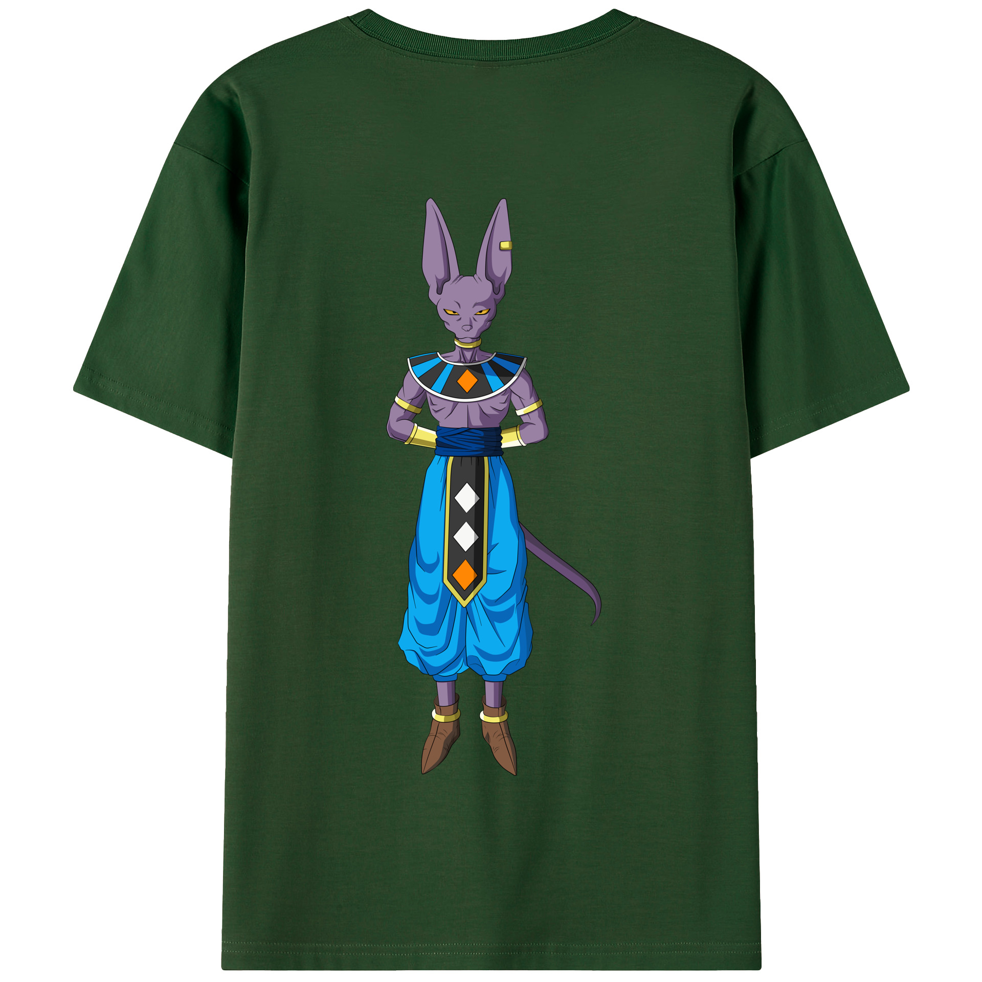 （画像用） ドラゴンボール ビルス 破壊神ビルス DRAGON BALL Beerus Birusu 綿100％半袖Tシャツ（背面プリント）